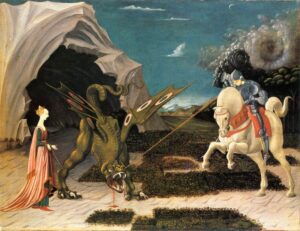 São Jorge enfrentando o dragão.